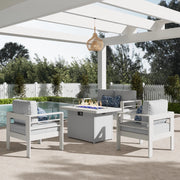 LayinSun 4 - Piece Outdoor Aluminum Loveseat Set with 44'' Propane Gas Fire Pit Table