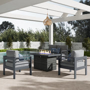 LayinSun 4 - Piece Outdoor Aluminum Loveseat Set with 44'' Propane Gas Fire Pit Table