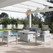 LayinSun 4 - Piece Outdoor Aluminum Sofa Set with 44'' Propane Gas Fire Pit Table