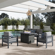 LayinSun 4 - Piece Outdoor Aluminum Sofa Set with 44'' Propane Gas Fire Pit Table