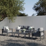 LayinSun 4 - Piece Outdoor Aluminum Sofa Set with Rectangle Coffee Table