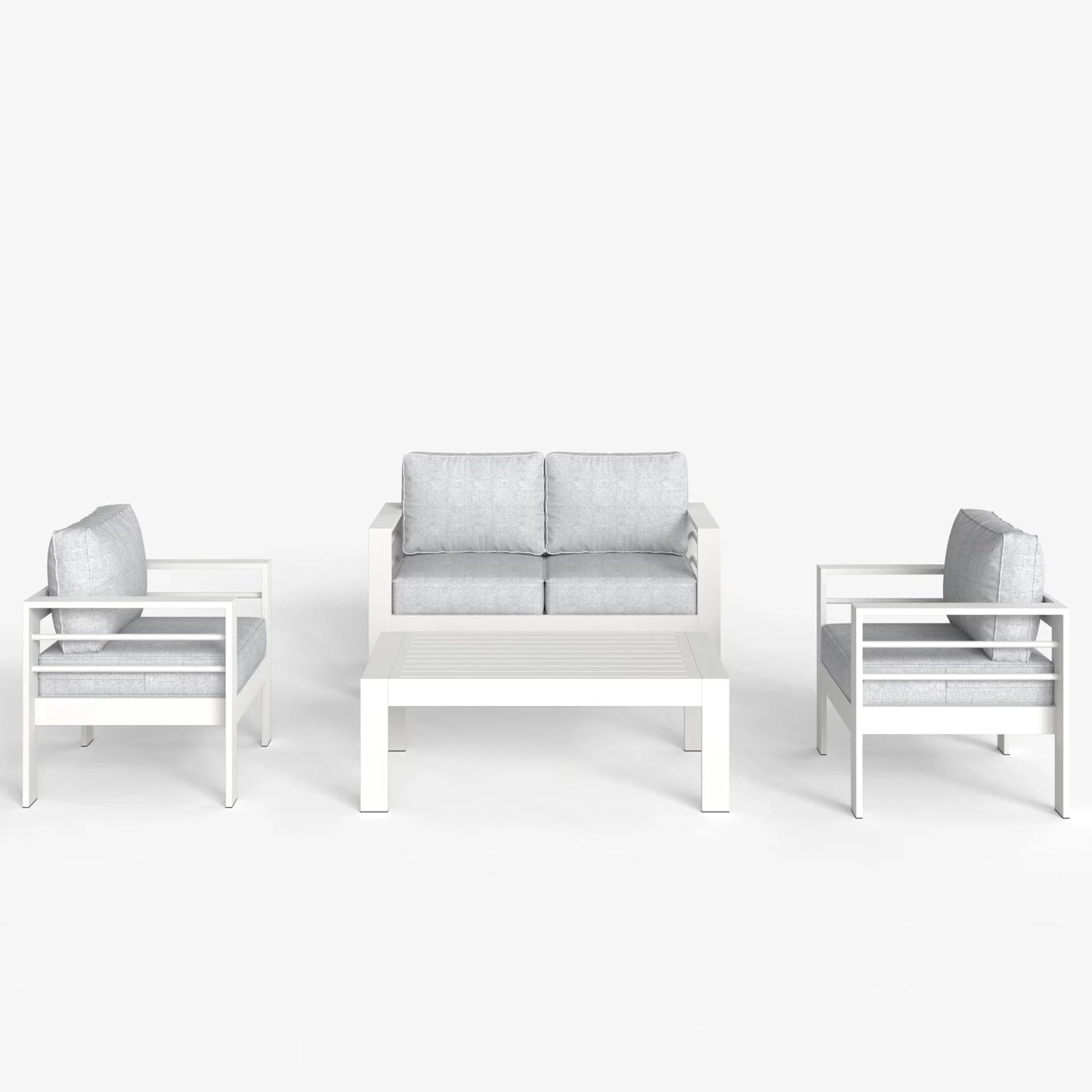 LayinSun 4 - Piece Outdoor Aluminum Loveseat Set with Rectangle Coffee Table