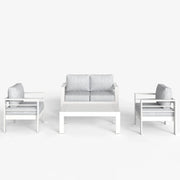 LayinSun 4 - Piece Outdoor Aluminum Loveseat Set with Rectangle Coffee Table