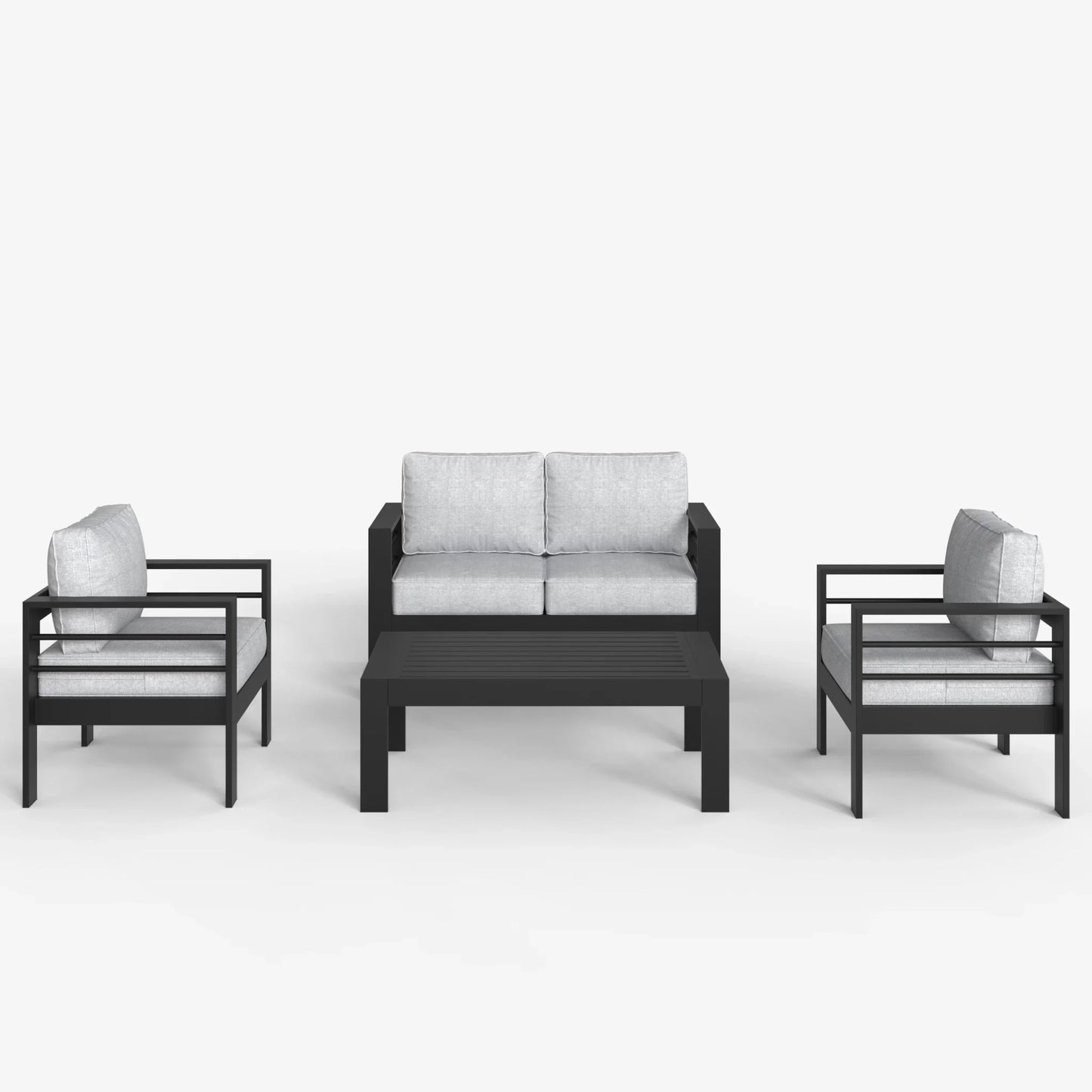 LayinSun 4 - Piece Outdoor Aluminum Loveseat Set with Rectangle Coffee Table