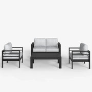 LayinSun 4 - Piece Outdoor Aluminum Loveseat Set with Rectangle Coffee Table