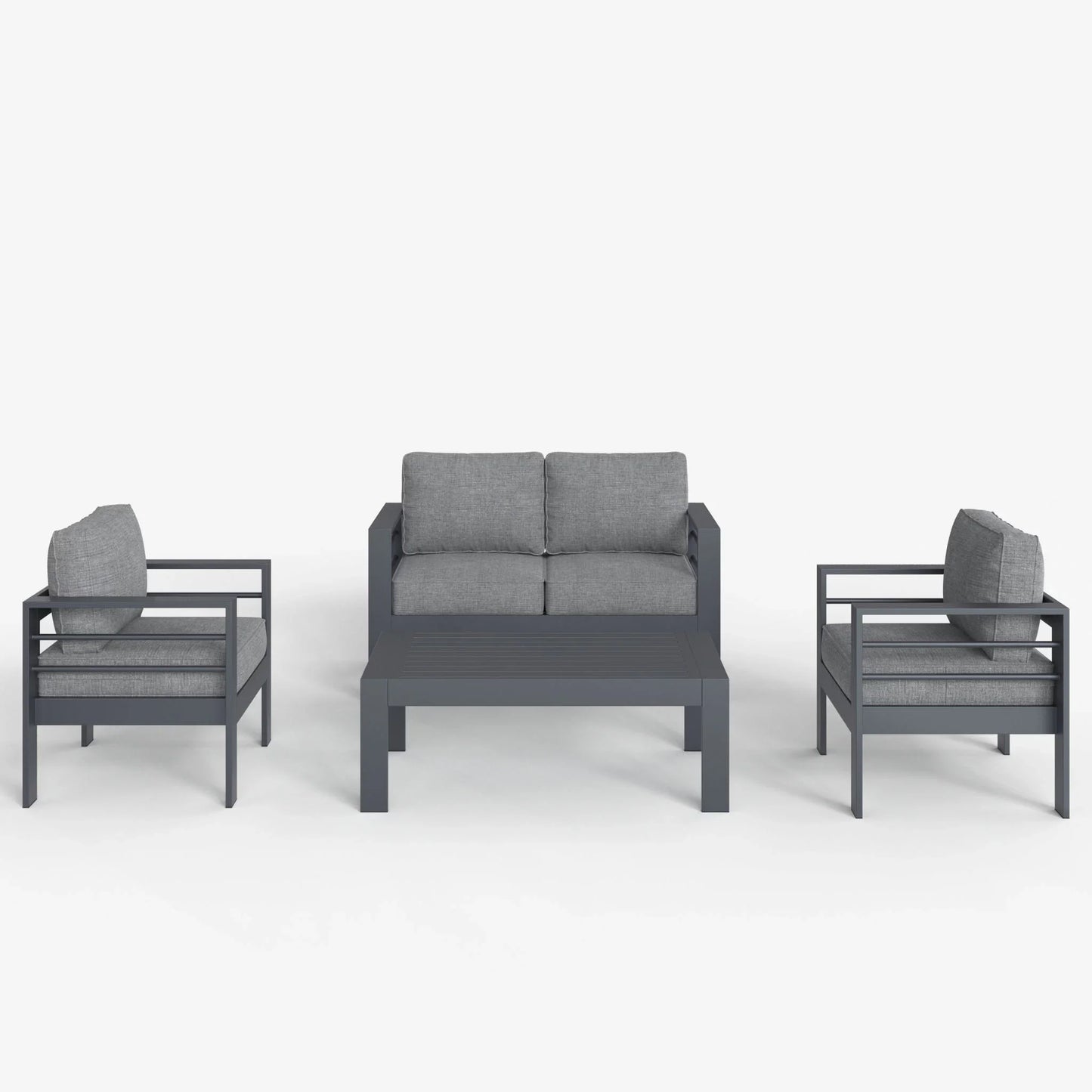LayinSun 4 - Piece Outdoor Aluminum Loveseat Set with Rectangle Coffee Table