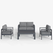 LayinSun 4 - Piece Outdoor Aluminum Loveseat Set with Rectangle Coffee Table