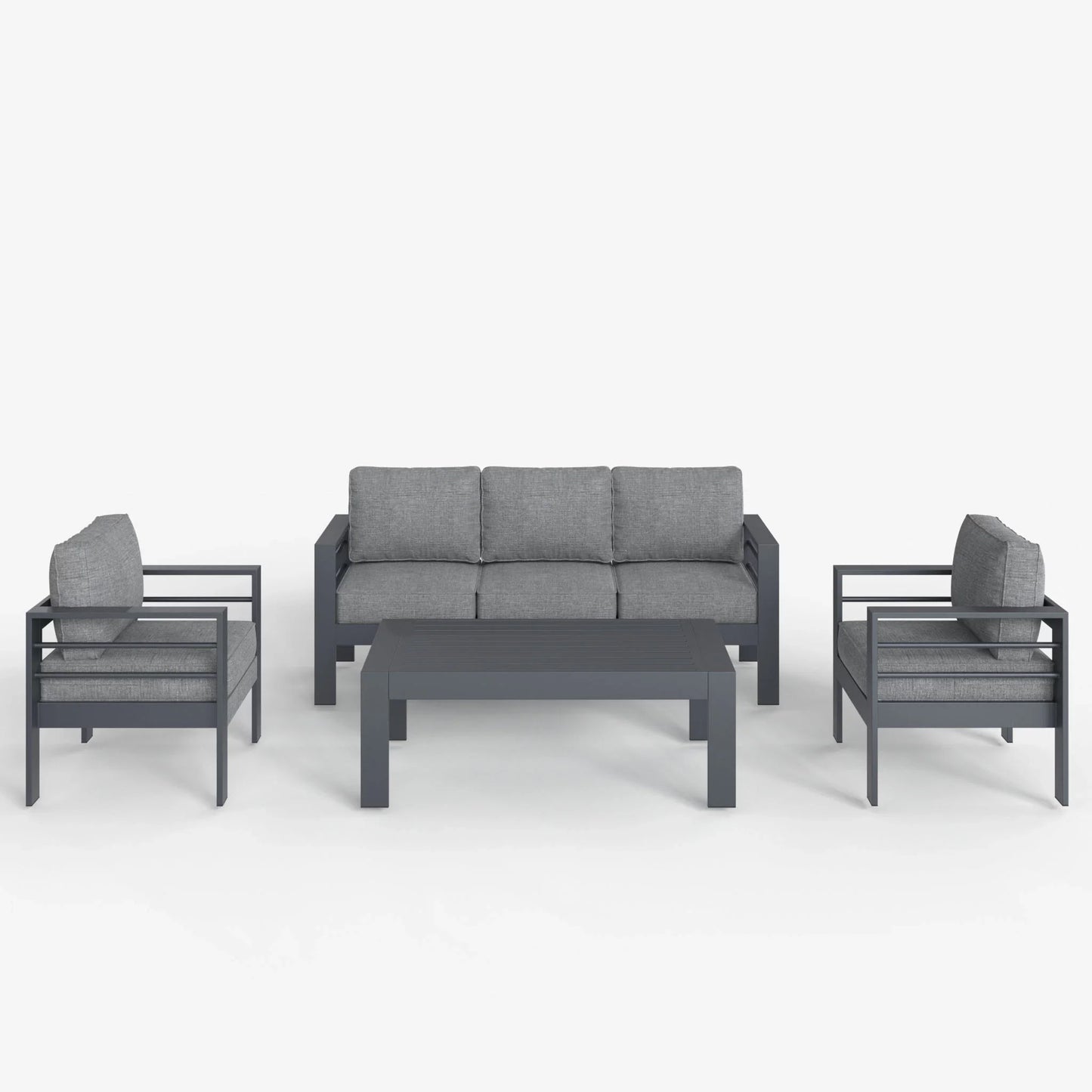 LayinSun 4 - Piece Outdoor Aluminum Sofa Set with Rectangle Coffee Table