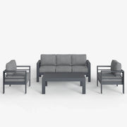LayinSun 4 - Piece Outdoor Aluminum Sofa Set with Rectangle Coffee Table