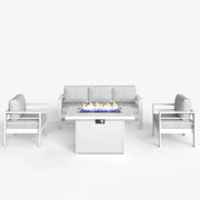 LayinSun 4 - Piece Outdoor Aluminum Sofa Set with 44'' Propane Gas Fire Pit Table