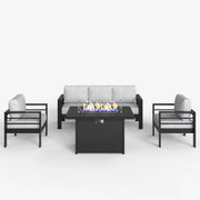 LayinSun 4 - Piece Outdoor Aluminum Sofa Set with 44'' Propane Gas Fire Pit Table
