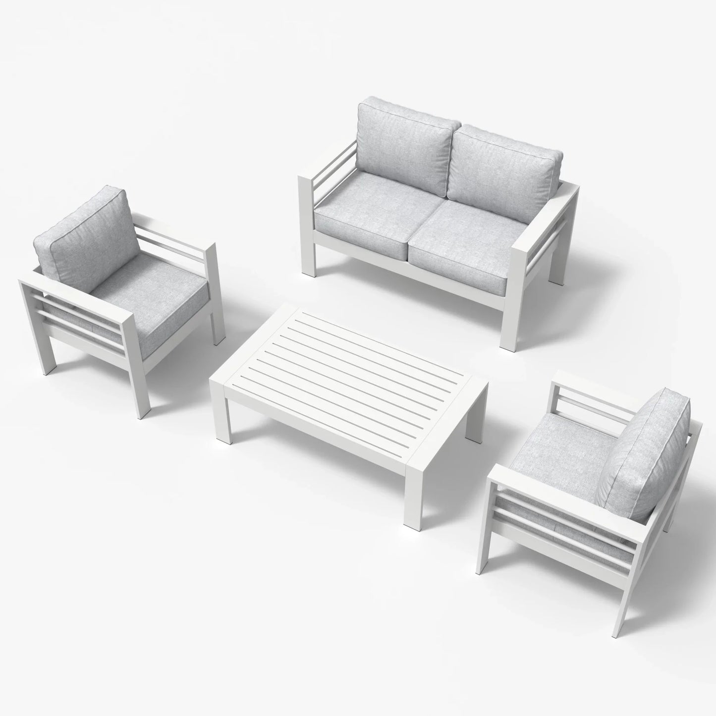 LayinSun 4 - Piece Outdoor Aluminum Loveseat Set with Rectangle Coffee Table