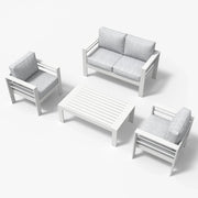 LayinSun 4 - Piece Outdoor Aluminum Loveseat Set with Rectangle Coffee Table