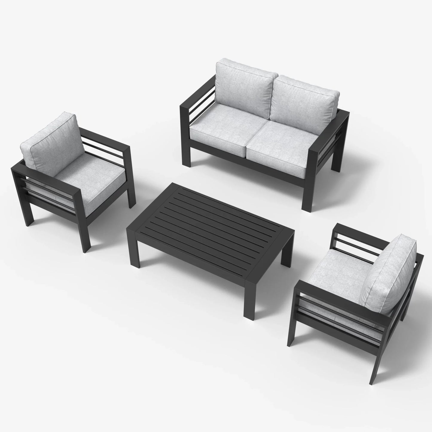 LayinSun 4 - Piece Outdoor Aluminum Loveseat Set with Rectangle Coffee Table