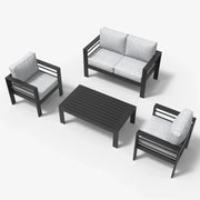 LayinSun 4 - Piece Outdoor Aluminum Loveseat Set with Rectangle Coffee Table