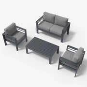 LayinSun 4 - Piece Outdoor Aluminum Loveseat Set with Rectangle Coffee Table