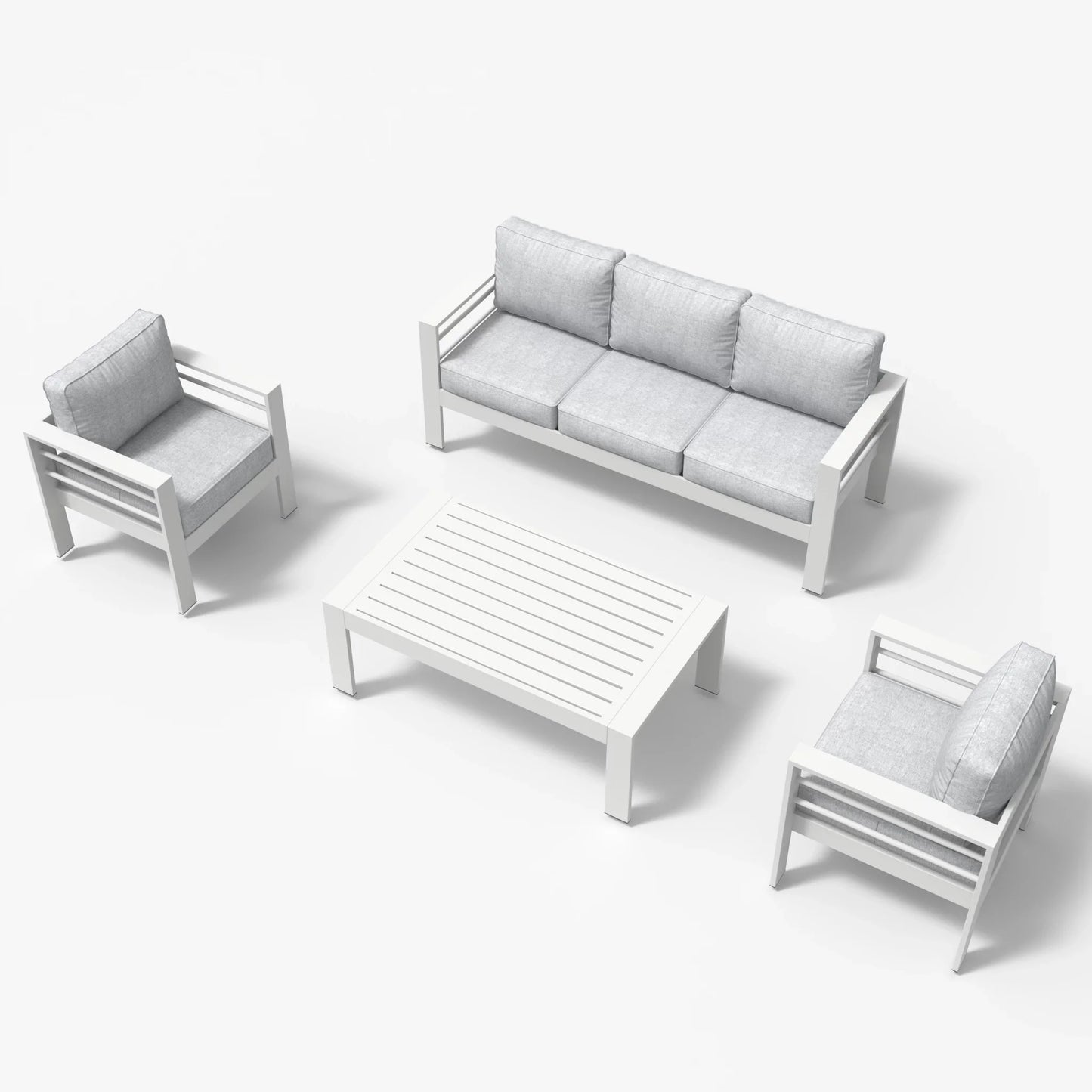 LayinSun 4 - Piece Outdoor Aluminum Sofa Set with Rectangle Coffee Table