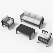 LayinSun 4 - Piece Outdoor Aluminum Sofa Set with Rectangle Coffee Table