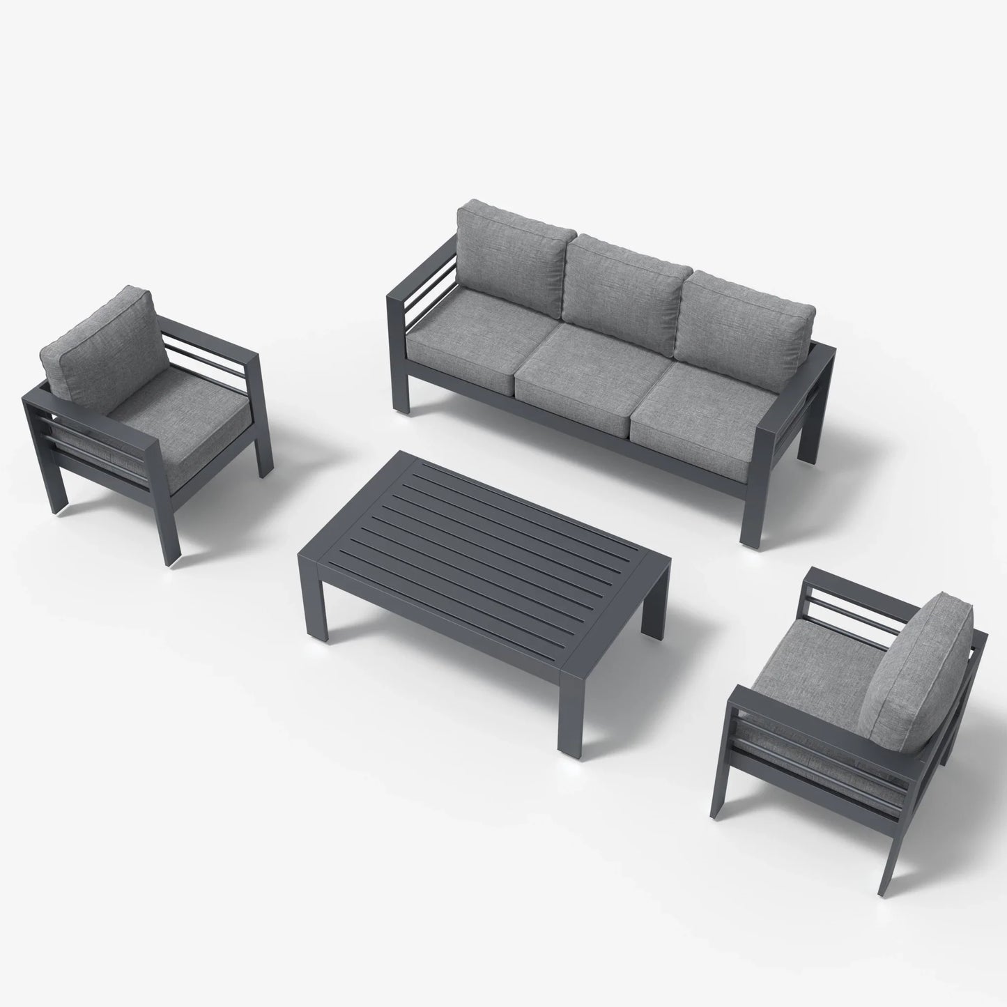 LayinSun 4 - Piece Outdoor Aluminum Sofa Set with Rectangle Coffee Table