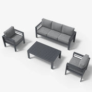 LayinSun 4 - Piece Outdoor Aluminum Sofa Set with Rectangle Coffee Table