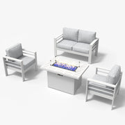 LayinSun 4 - Piece Outdoor Aluminum Loveseat Set with 44'' Propane Gas Fire Pit Table