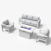 LayinSun 4 - Piece Outdoor Aluminum Sofa Set with 44'' Propane Gas Fire Pit Table
