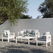 LayinSun 4 - Piece Outdoor Aluminum Sofa Set with Rectangle Coffee Table