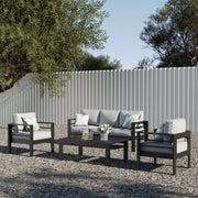 LayinSun 4 - Piece Outdoor Aluminum Sofa Set with Rectangle Coffee Table
