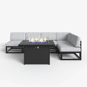 LayinSun 6 - Piece Large Outdoor Modular L Sectional Set with Propane Fire Pit Table
