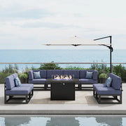LayinSun 9 - Piece Large Outdoor Modular Sectional Set with Propane Fire Pit Table