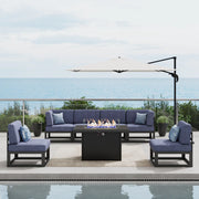 LayinSun 7 - Piece Large Outdoor Modular Sectional Set with Propane Fire Pit Table