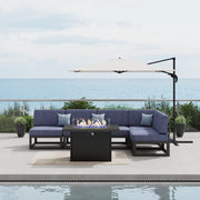 LayinSun 6 - Piece Large Outdoor Modular L Sectional Set with Propane Fire Pit Table