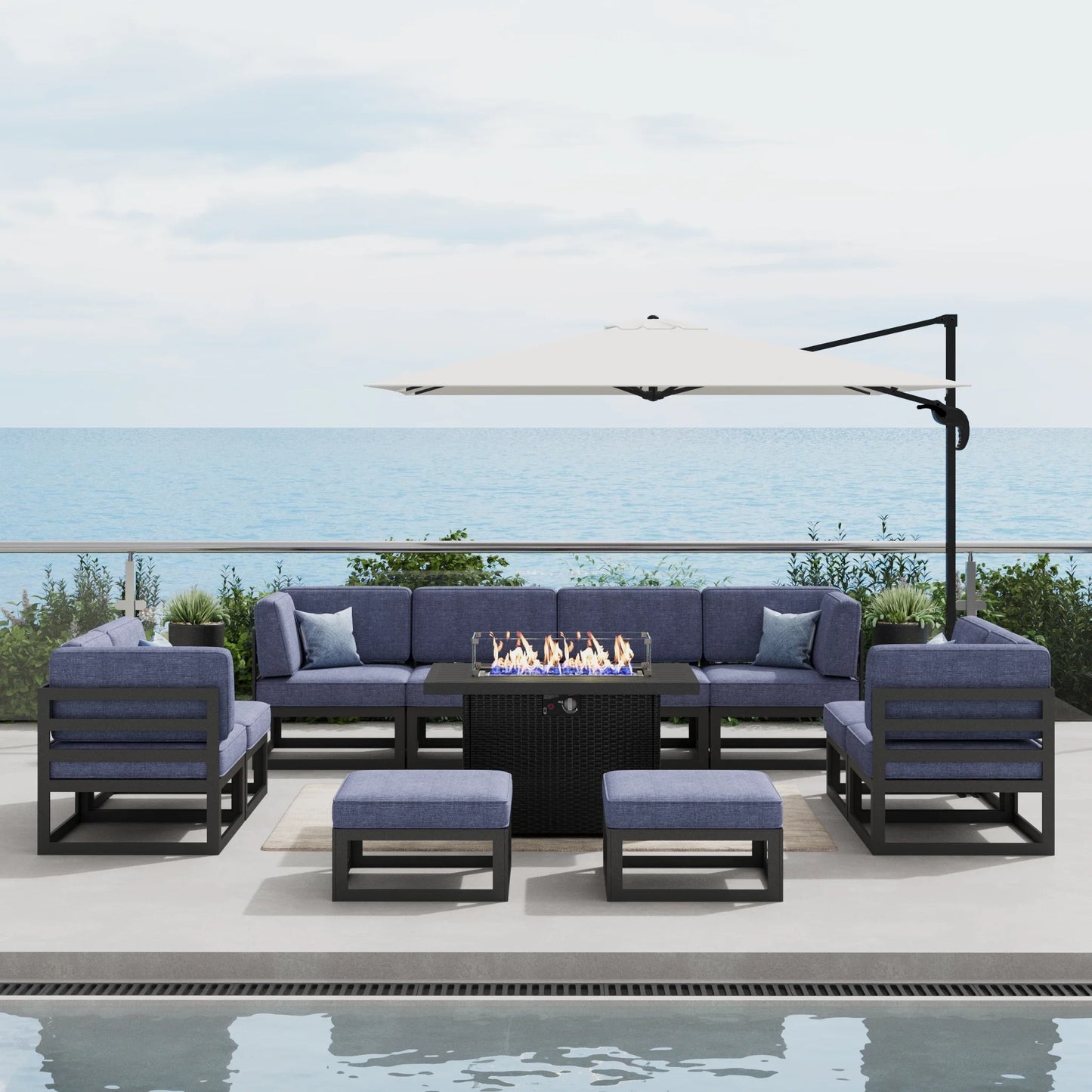LayinSun Modern Aluminum Outdoor Modular Sectional Corner Chair