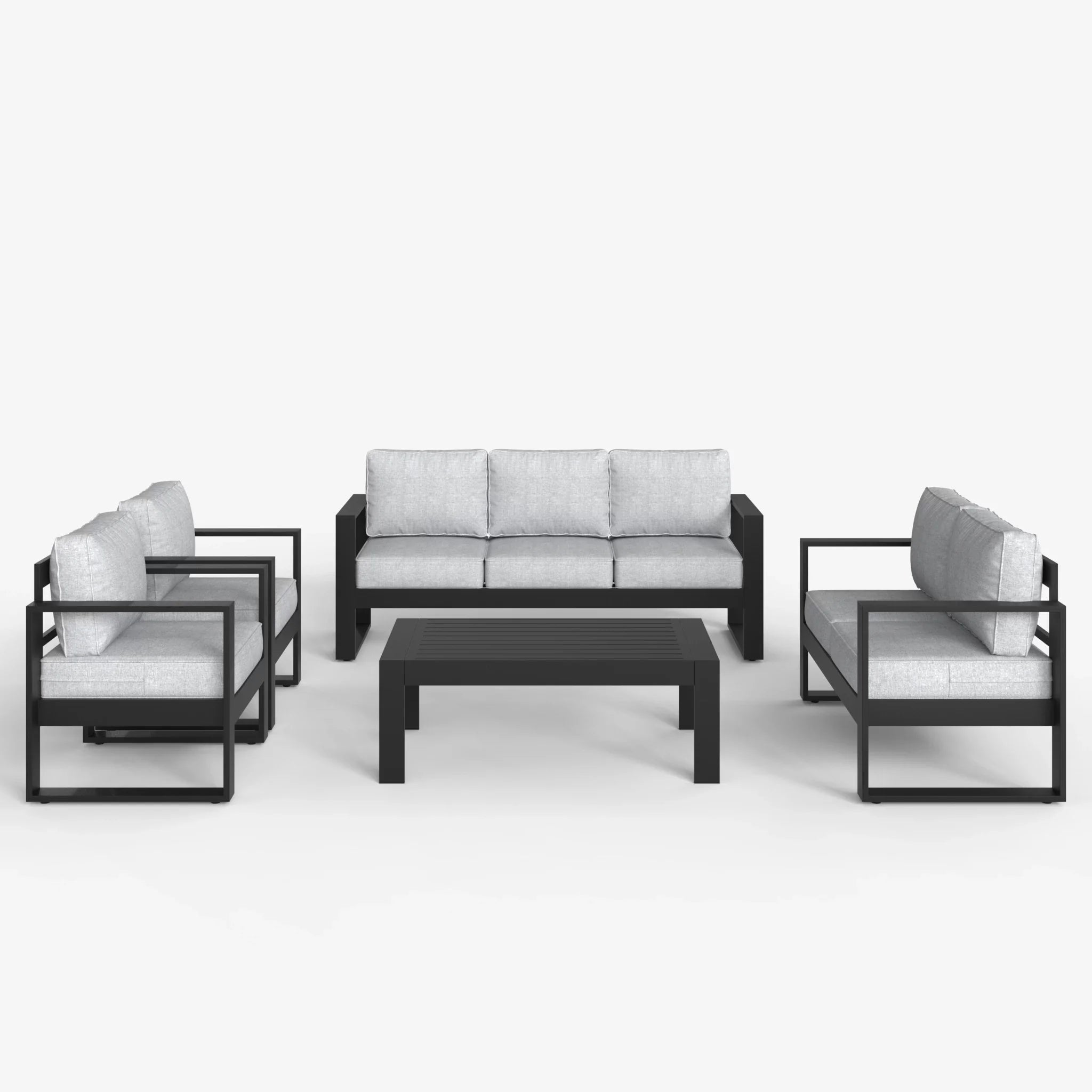 LayinSun 5 Piece Hight Back Aluminum Outdoor Furniture Set with Coffee Table