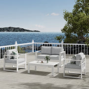 LayinSun Hight Back Aluminum Outdoor Loveseat 2 Seat - Hyannis Collection