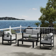 LayinSun Hight Back Aluminum Outdoor Loveseat 2 Seat - Hyannis Collection