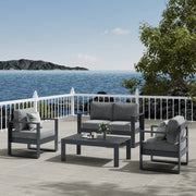 LayinSun Hight Back Aluminum Outdoor Loveseat 2 Seat - Hyannis Collection