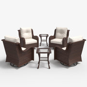 LayinSun 6-Piece Curved Armrest Wicker Swivel Glider Lounge Chairs Set