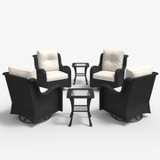 LayinSun 6-Piece Curved Armrest Wicker Swivel Glider Lounge Chairs Set