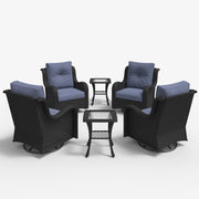 LayinSun 6-Piece Curved Armrest Wicker Swivel Glider Lounge Chairs Set