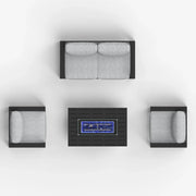LayinSun 4 Piece Hight Back Aluminum Outdoor Loveseat Set with Propane Fire Pit Table