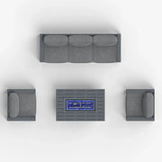 LayinSun 4 Piece Hight Back Aluminum Outdoor Sofa Set with Propane Fire Pit Table
