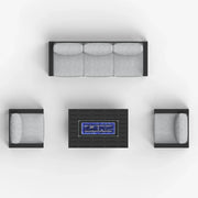 LayinSun 4 Piece Hight Back Aluminum Outdoor Sofa Set with Propane Fire Pit Table