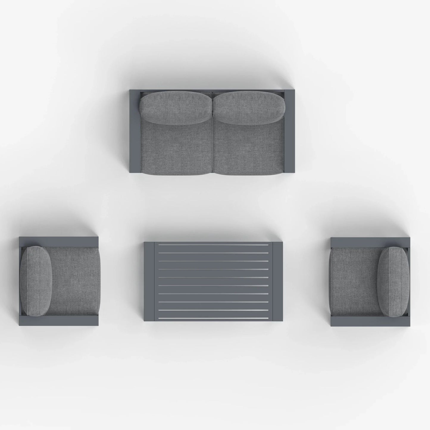 LayinSun 4 - Piece Outdoor Aluminum Loveseat Set with Rectangle Coffee Table