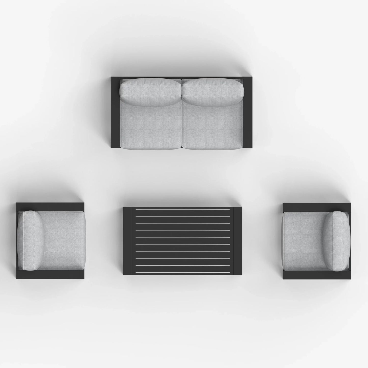 LayinSun 4 - Piece Outdoor Aluminum Loveseat Set with Rectangle Coffee Table