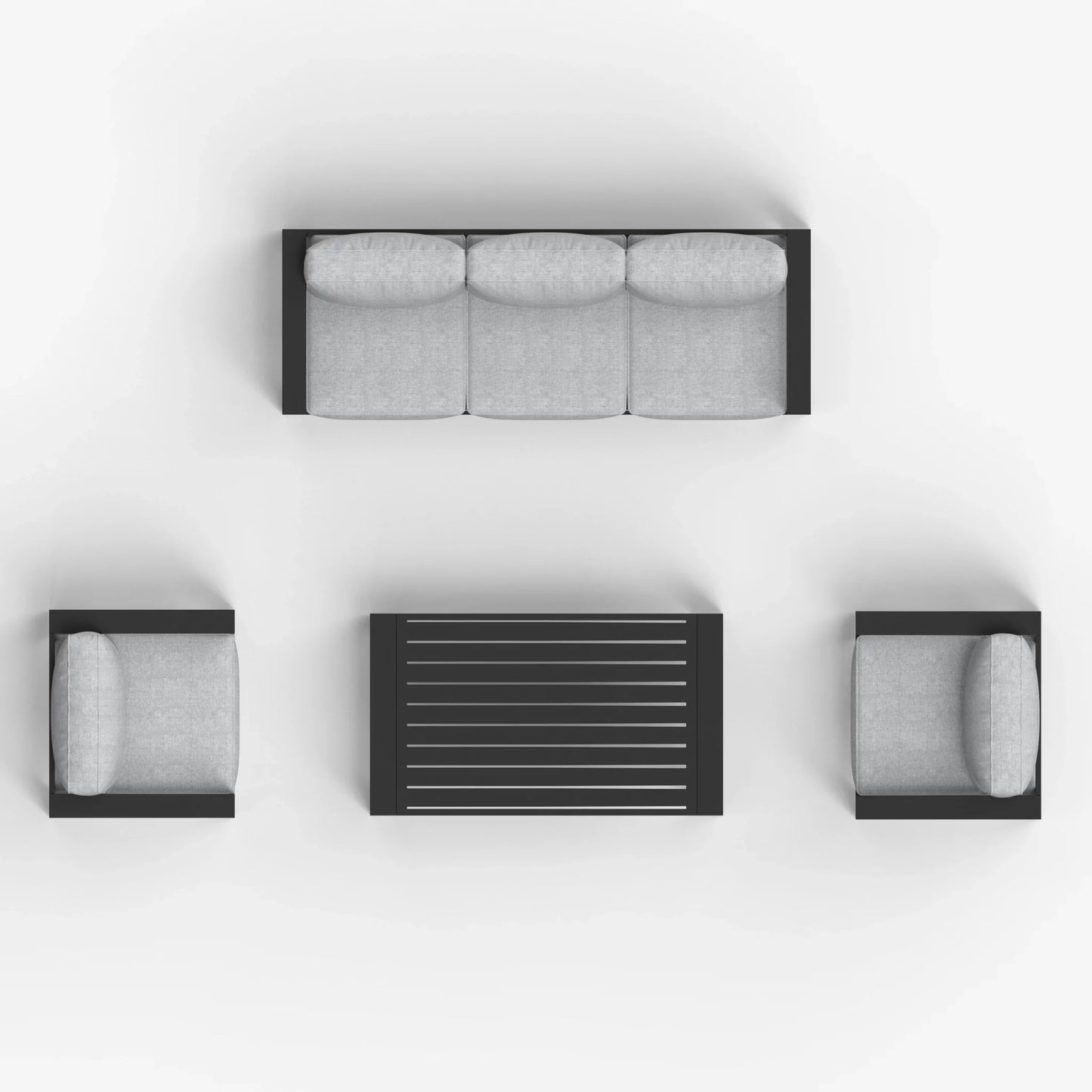 LayinSun 4 - Piece Outdoor Aluminum Sofa Set with Rectangle Coffee Table