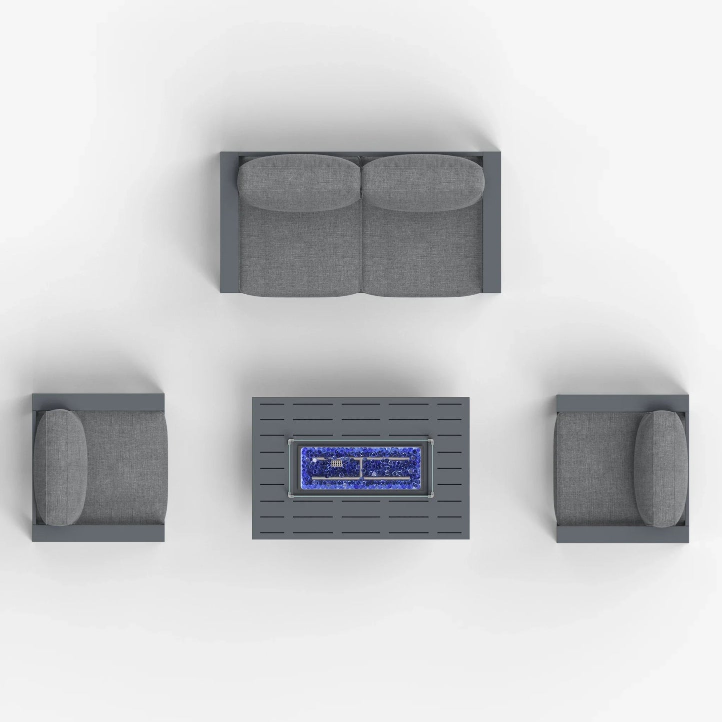 LayinSun 4 - Piece Outdoor Aluminum Loveseat Set with 44'' Propane Gas Fire Pit Table