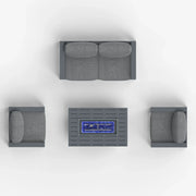 LayinSun 4 - Piece Outdoor Aluminum Loveseat Set with 44'' Propane Gas Fire Pit Table