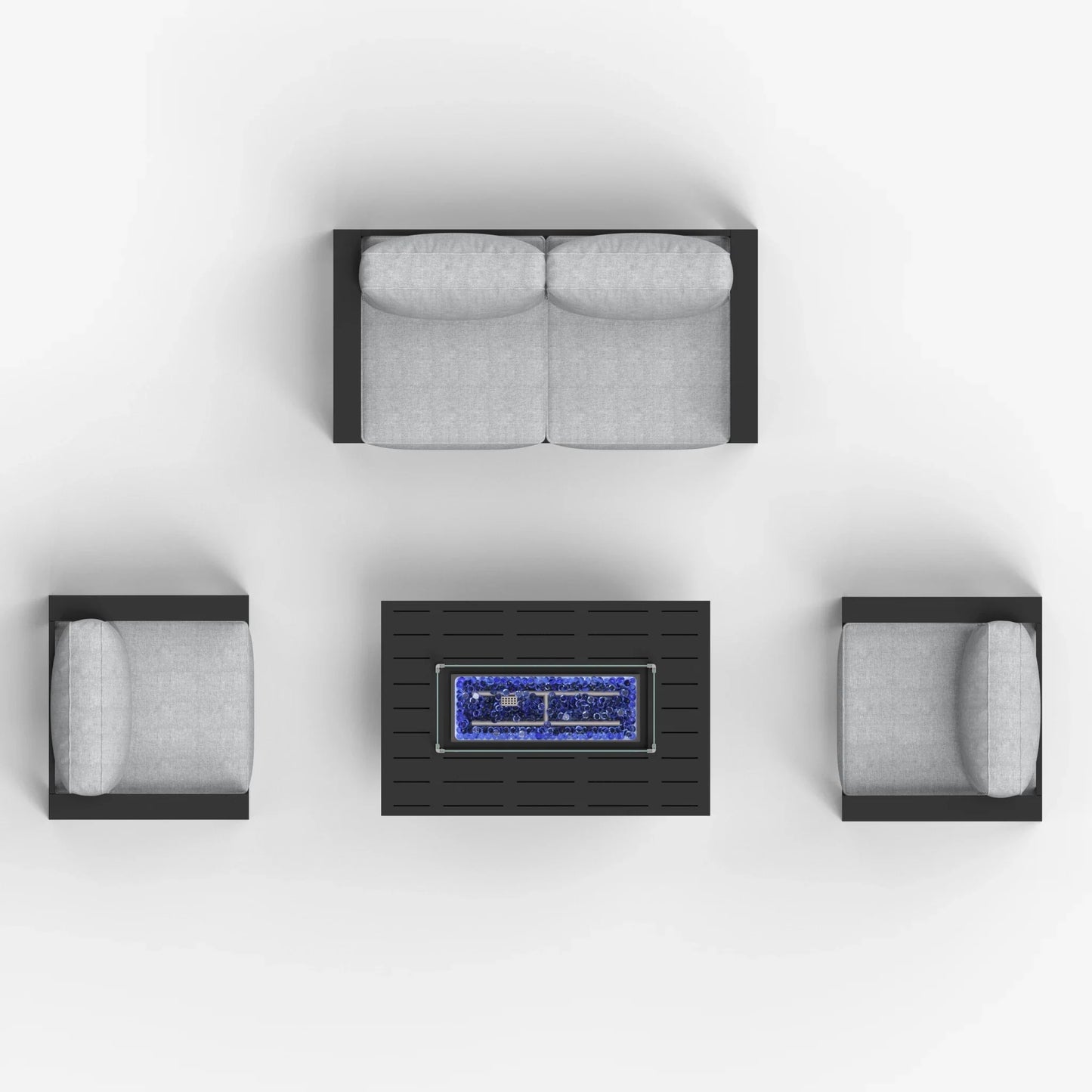 LayinSun 4 - Piece Outdoor Aluminum Loveseat Set with 44'' Propane Gas Fire Pit Table