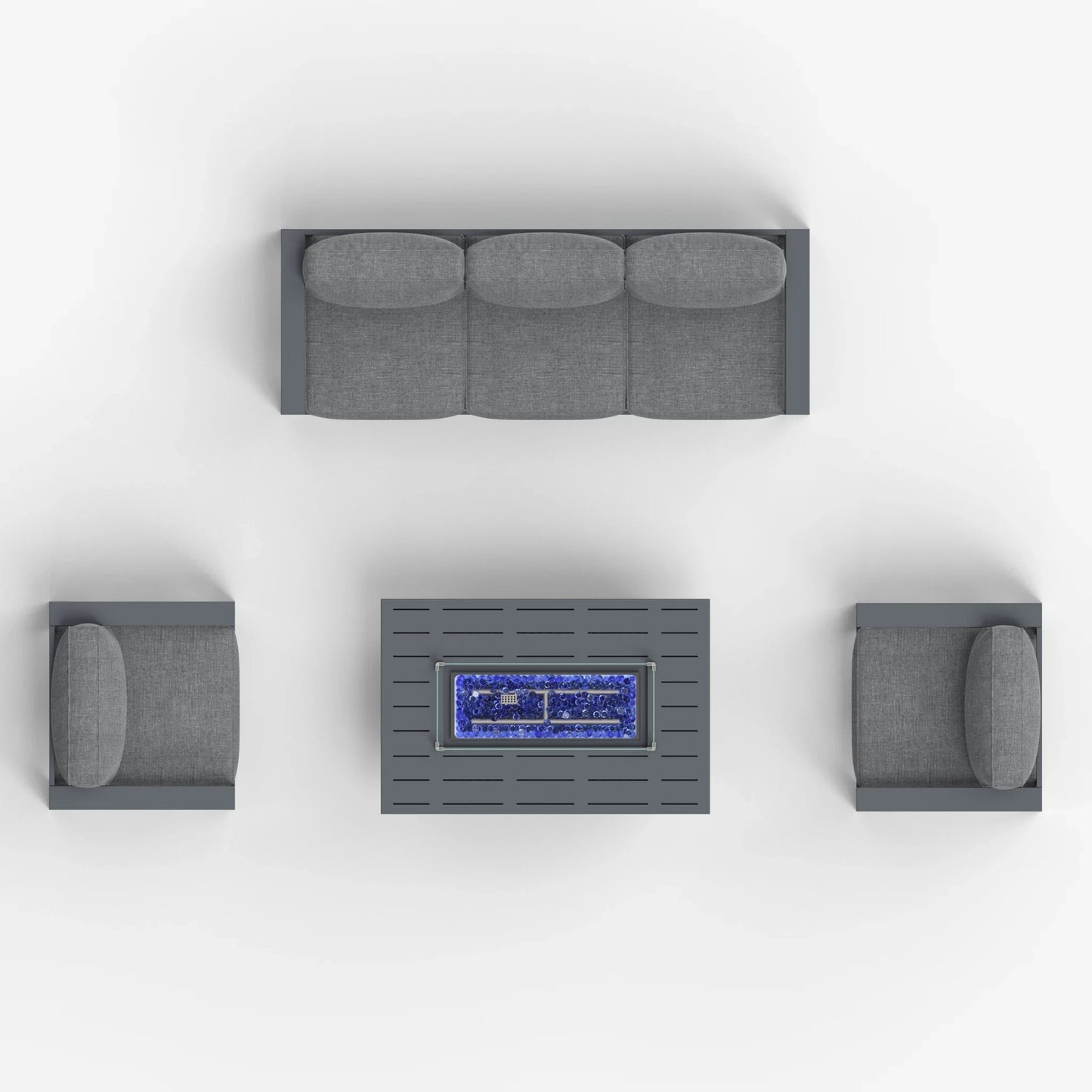 LayinSun 4 - Piece Outdoor Aluminum Sofa Set with 44'' Propane Gas Fire Pit Table